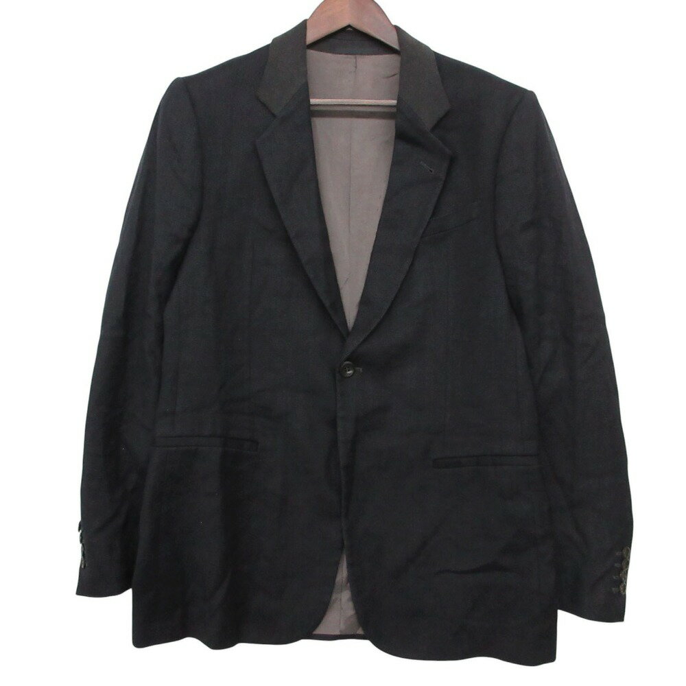 Rakuten - ARMANI COLLEZIONI アルマーニコレッツォーニ テーラードジャケット リネン ウール ブレンド ヘリンボーン柄 襟切替 ネイビー 50【L】 メンズ 【中古】