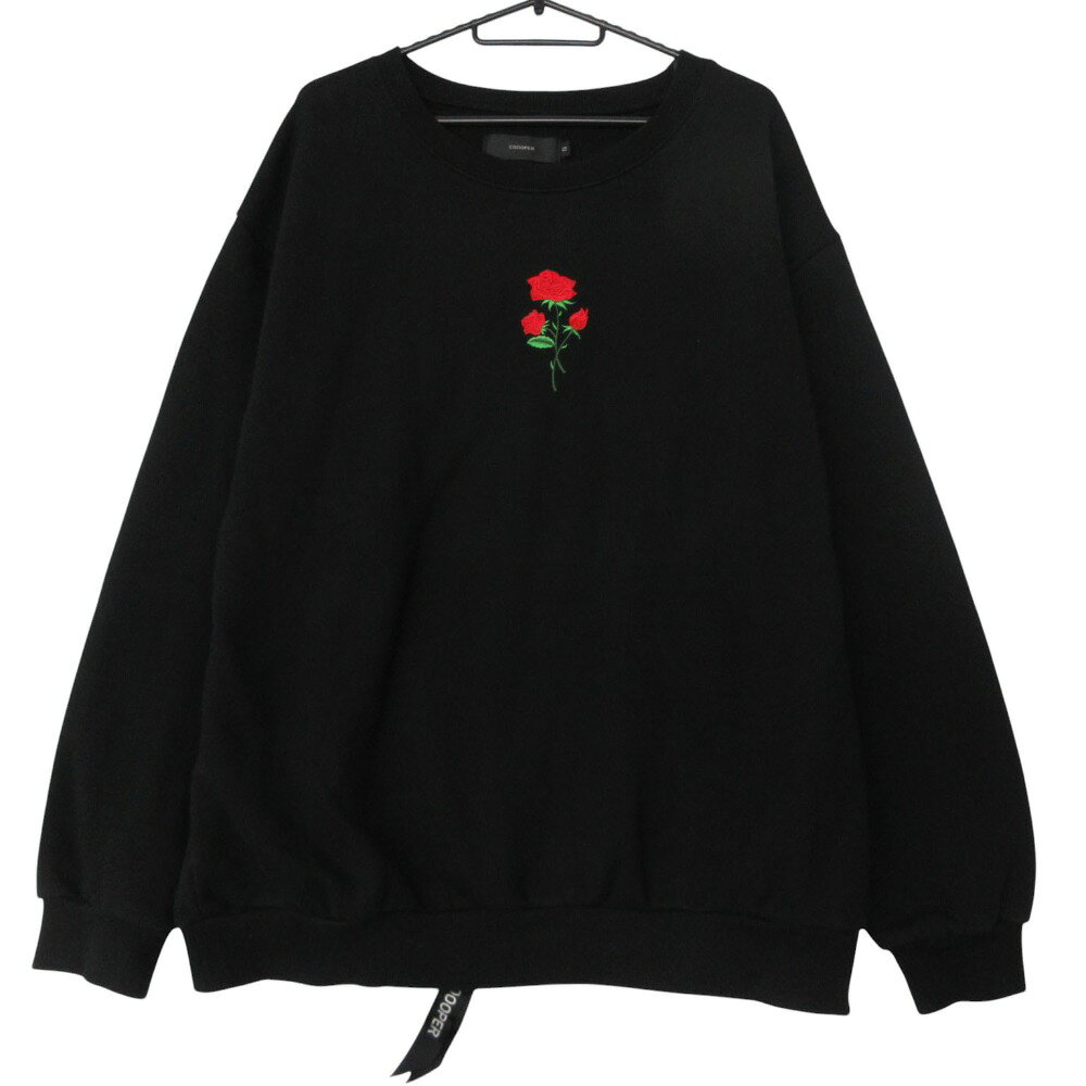 Rakuten - WEARISTA KEI × COOOPER ウェアリスタケイ クーパー スウェット トレーナー クルーネック プルオーバー バラ刺繍 花 アンティローザ ブラック S メンズ 【中古】