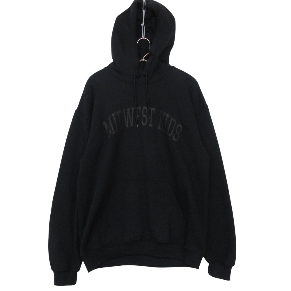 MIDWEST KIDS ミッドウエストキッズ パーカー フーディ ロゴ スウェット 裏起毛 プルオーバー ブラック M メンズ 【中古】