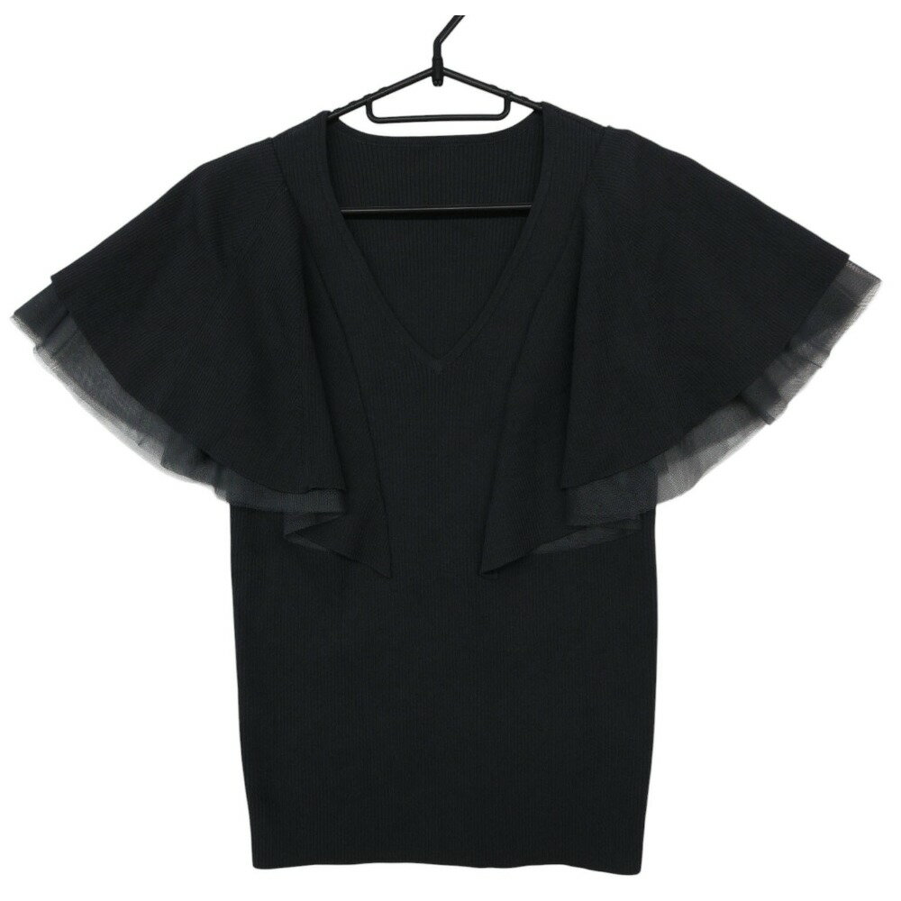 乐天商城 - 美品 23ss Diagram ダイアグラム ニット フリル チュール Vネック トップス 0323243101 グレー 36【S】 レディース 【中古】