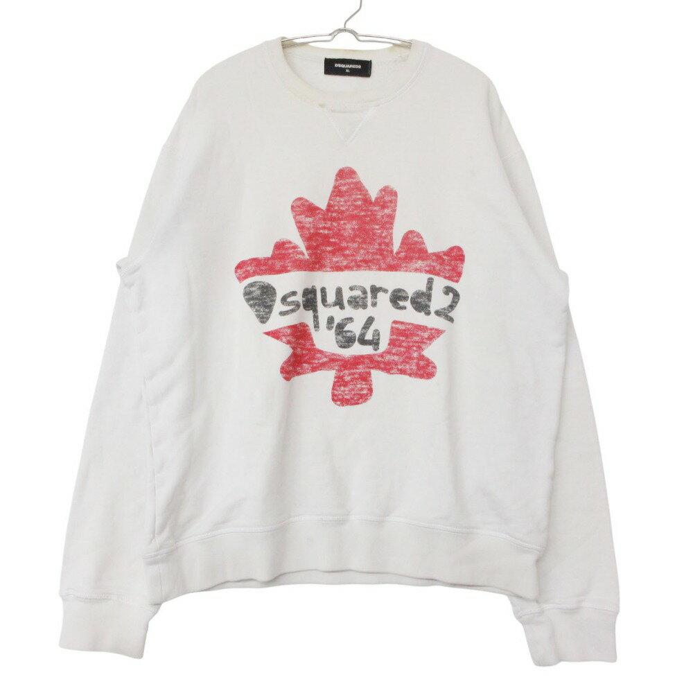 Rakuten - 21AW DSQUARED2 ディースクエアード スウェット FRONT LOGO SWEAT SHIRT フロントロゴ トレーナー プルオーバー トップス 長袖 ホワイト XL メンズ 【中古】