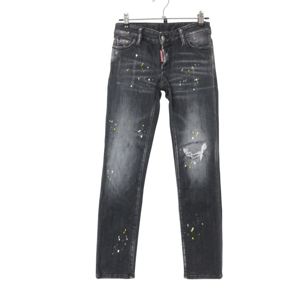 Rakuten - 21SS DSQUARED2 ディースクエアード デニムパンツ jennifer cropped jean ジェニファー クロップド ジーンズ ボトムス ブラック 34【XS】 レディース 【中古】