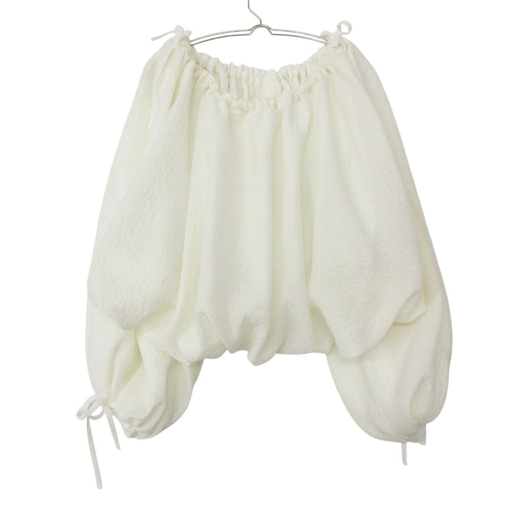 美品 Cygne シーニュ ブルゾン リボンギャザー ジャケット アウター 長袖 ホワイト F レディース 【中古】