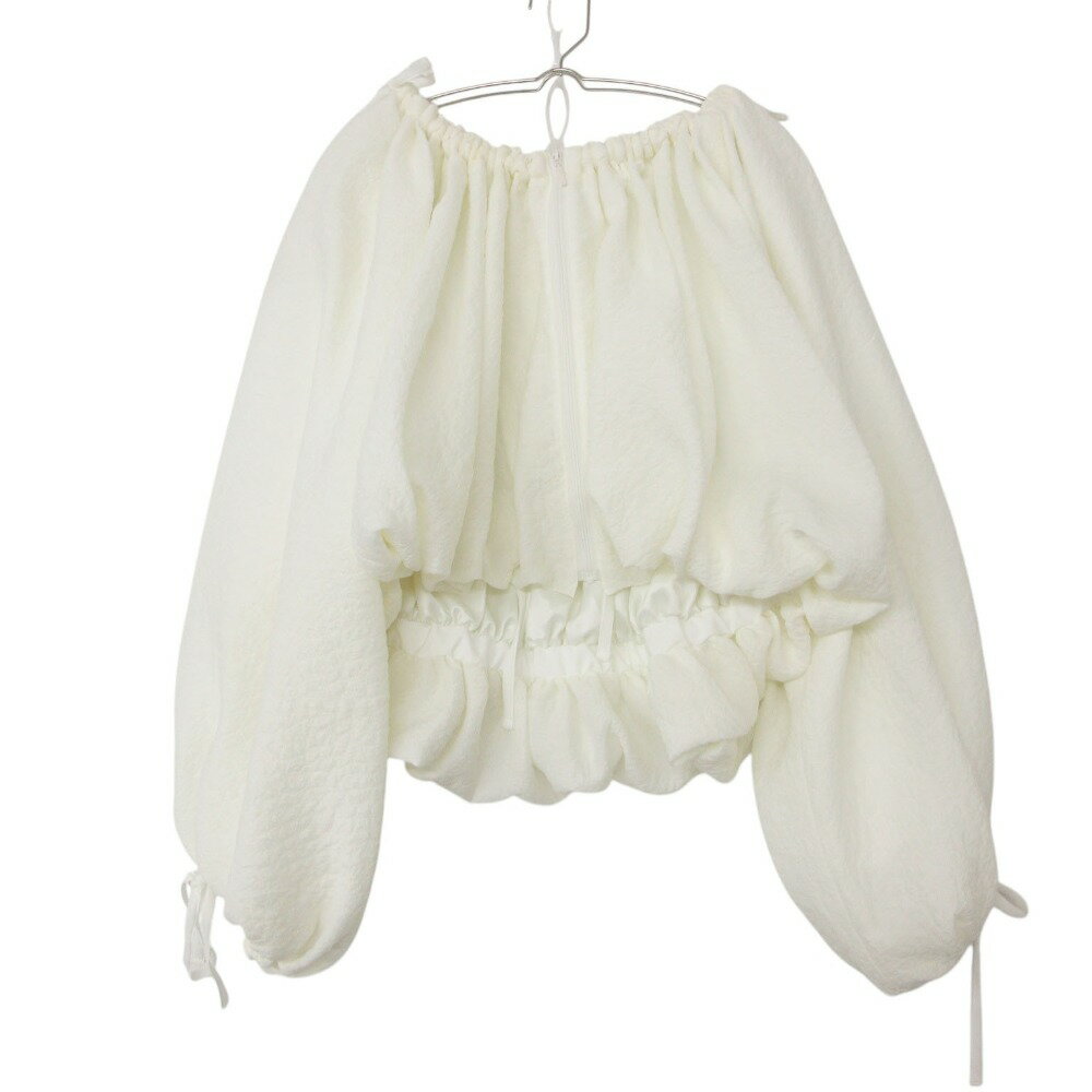 美品 Cygne シーニュ ブルゾン リボンギャザー ジャケット アウター 長袖 ホワイト F レディース 【中古】