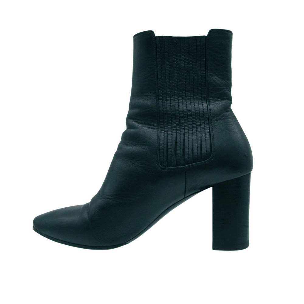 乐天商城 - SAINT LAURENT PARIS サンローランパリ ブーツ レザー ハイヒール チェルシー サイドゴア シューズ ブラック 37.5 24.5cm レディース 【中古】