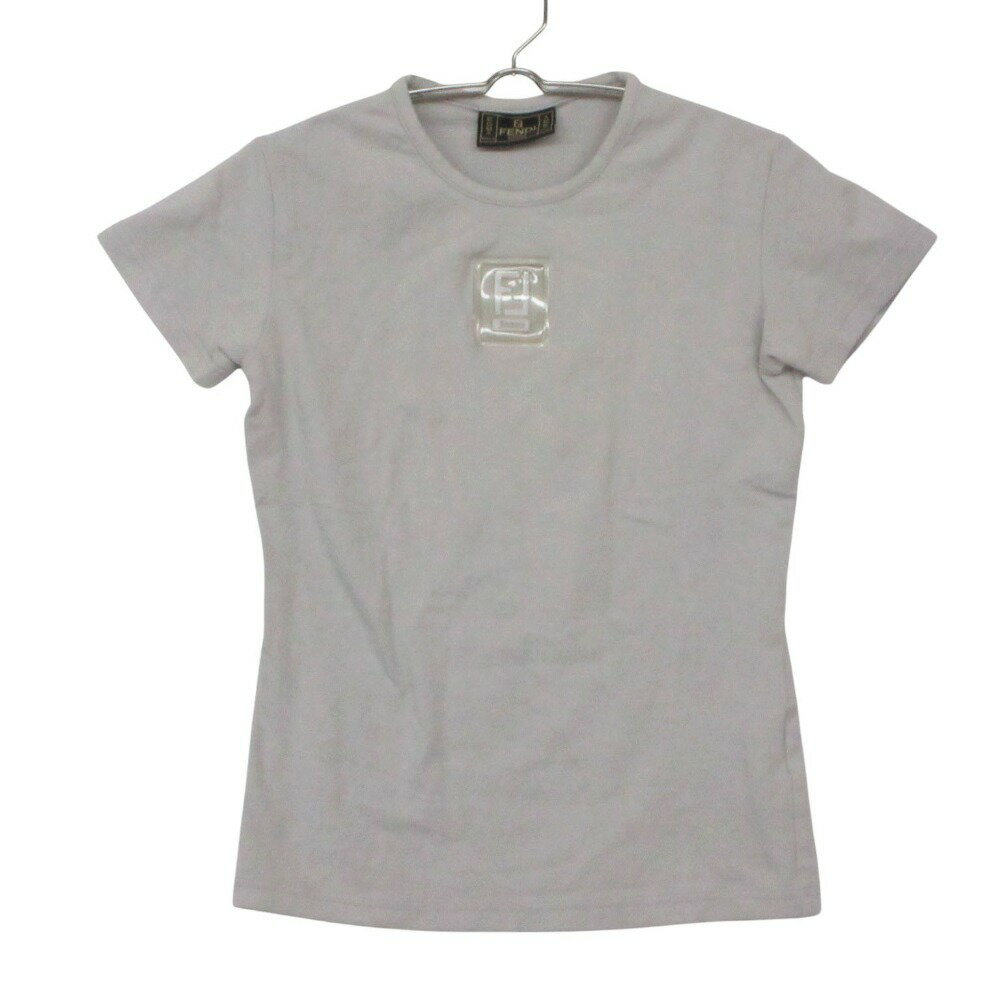 Rakuten - FENDI フェンディ 半袖Tシャツ ズッカ クリア ラバー ロゴ クルーネック ジャージー カットソー ライトグレー 42 レディース 【中古】