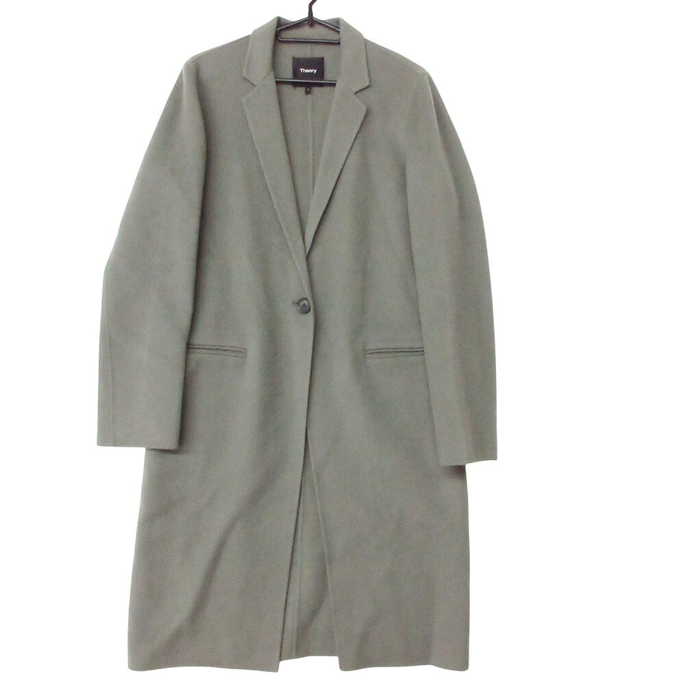 Rakuten - theory セオリー チェスターコート NEW DIVIDE ESSENTIAL COAT DF カシミヤ混 アウター グレー S レディース 【中古】