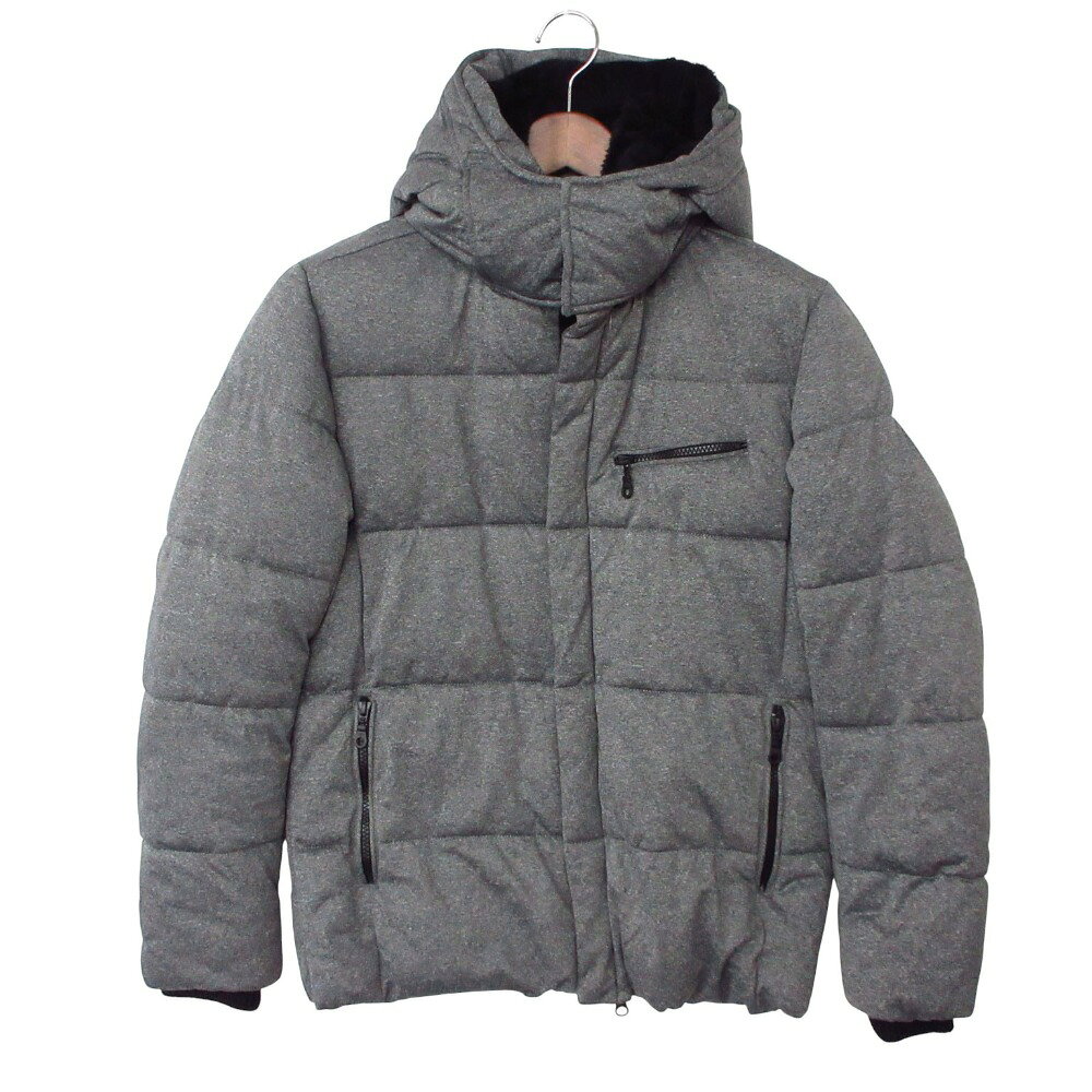 AZUL by moussy アズールバイマウジー ブルゾン 中綿ジャケット アウター ミドル丈 ジップアップ ハイネック フード グレー M レディース 【中古】