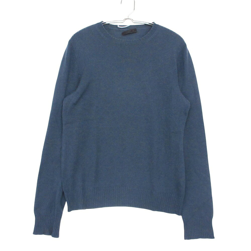 Rakuten - PRADA プラダ カシミヤ100％ ニット セーター 長袖 クルーネック プルオーバー トップス ネイビー 48 メンズ 【中古】