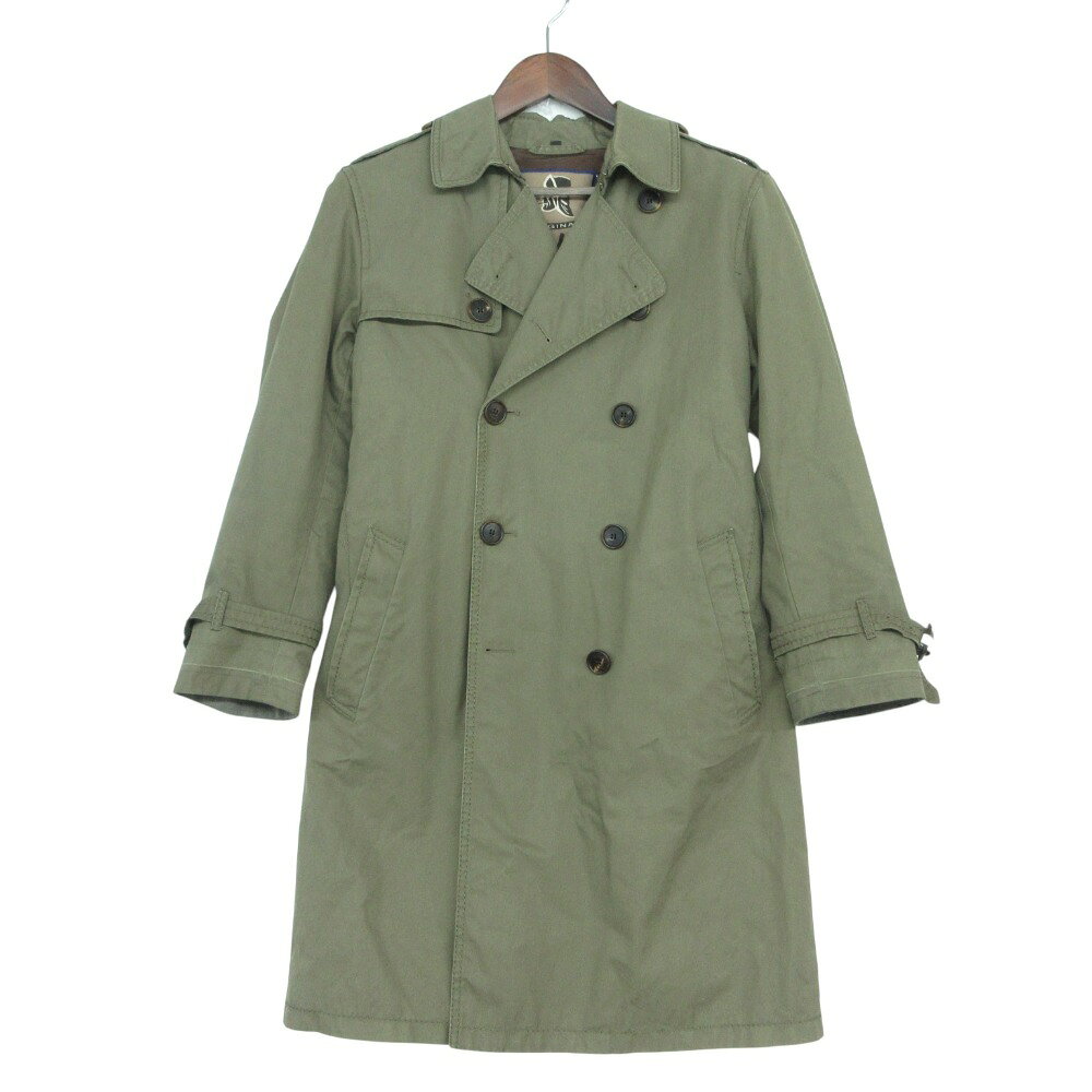 BEAMS ビームス × シーラップ SEALUP 別注 トレンチコート ジャケット ロング丈 ベルト付き イタリア製 アウター グリーン 48 メンズ 【中古】