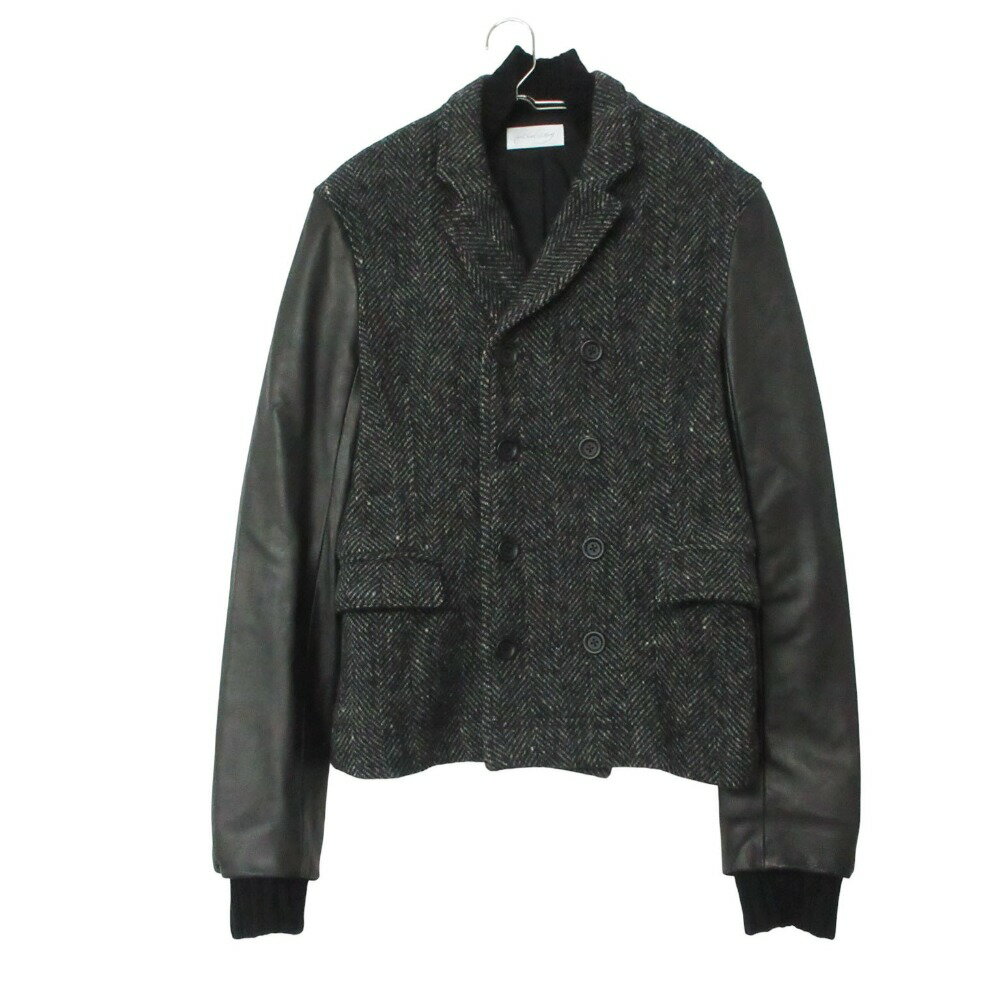Rakuten - Rachel Comey レイチェルコーミー ピーコート ツイード ヘリンボーン柄 袖レザー アウター ブラック S レディース 【中古】
