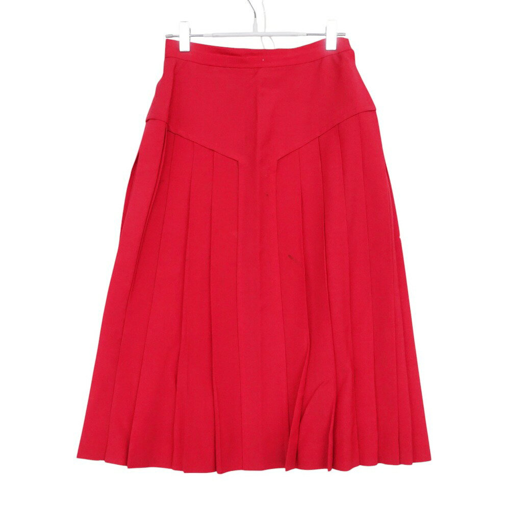Rakuten - Christian Dior クリスチャンディオール スカート ウール プリーツ ミモレ丈 ボトムス レッド M レディース 【中古】