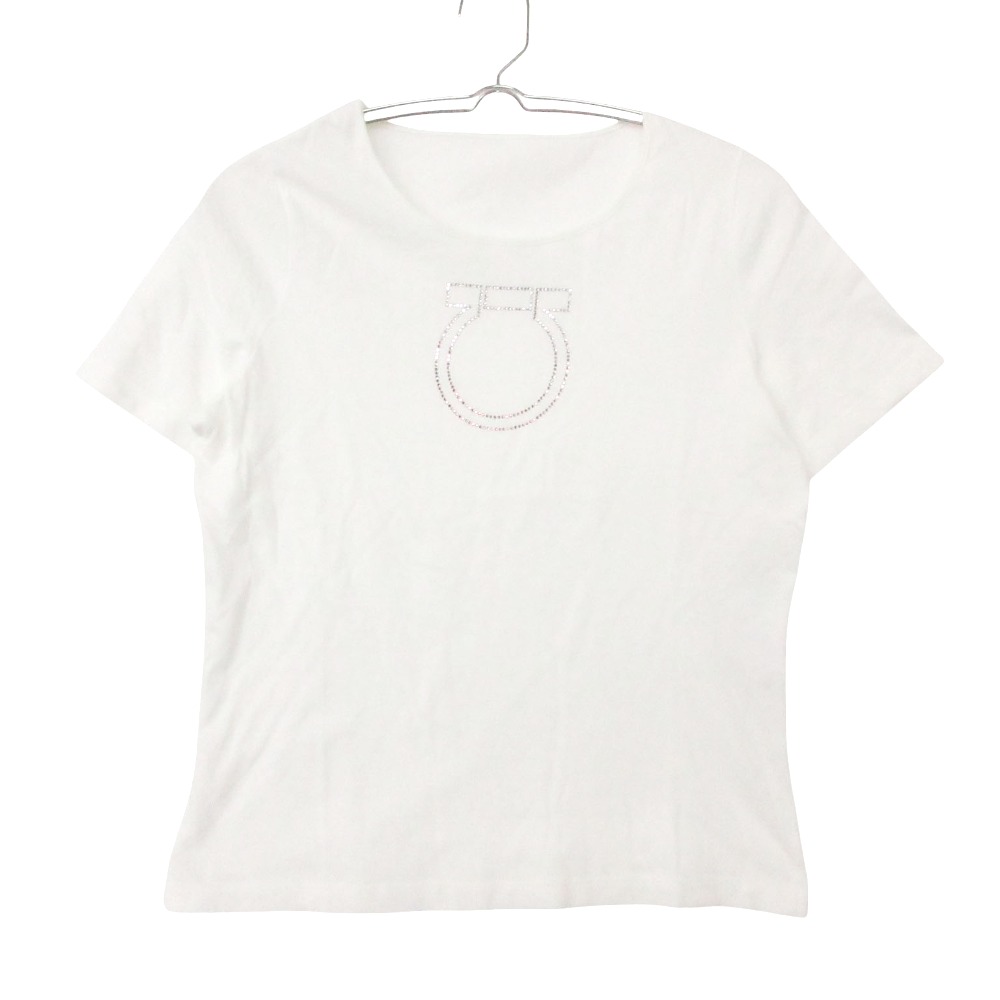 未使用 サルヴァトーレ フェラガモ Salvatore Ferragamo Tシャツ カットソー 総柄 コットン トップス レディース イタリア製 M ホワイト Salvatore Ferragamo - 未使用 サルヴァトーレ フェラガモ Salvatore