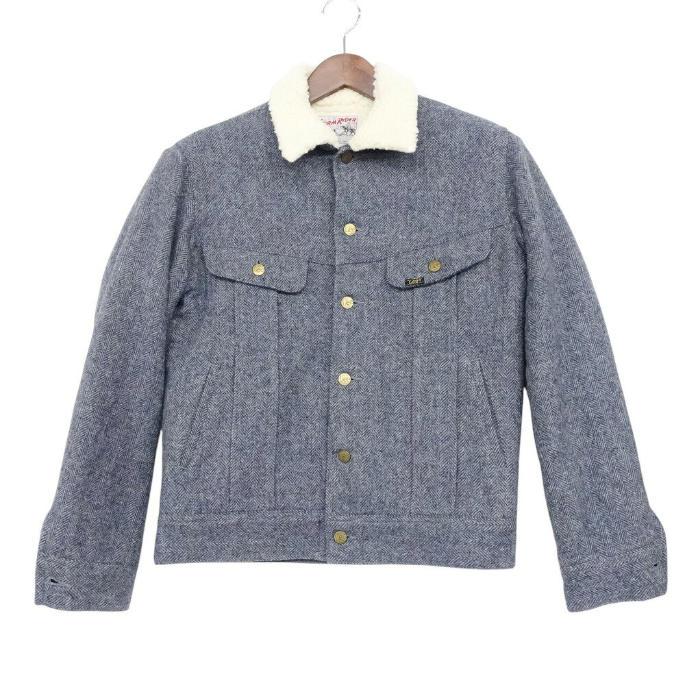 TAKEO KIKUCHI SPORT - Lee リー WOOLRICH ウールリッチ ブルゾン BOA STORM RIDERS JACKET ボア ヘリンボーン柄 アウター ネイビー M メンズ 【中古】