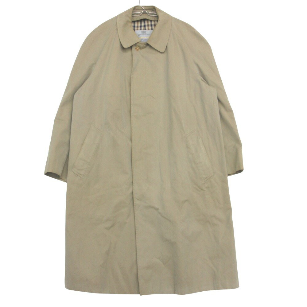 Rakuten - Aquascutum アクアスキュータム ステンカラーコート バルマカーンコートアウター クラブチェック柄裏地 英国製 グレージュ メンズ 【中古】