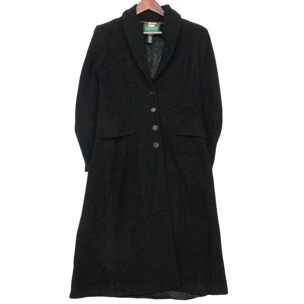 Rakuten - RALPH LAUREN ラルフローレン ローレンラルフローレン コート ウール ショールカラー ロング Aライン アウター ブラック M レディース 【中古】
