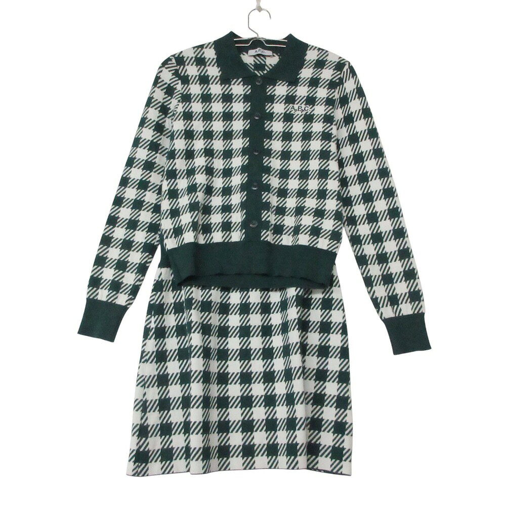 Rakuten - A.P.C. アーペーセー GOLF ゴルフ セットアップ チェック柄 ニット シャツ スカート ミニ丈 グリーン S レディース 【中古】