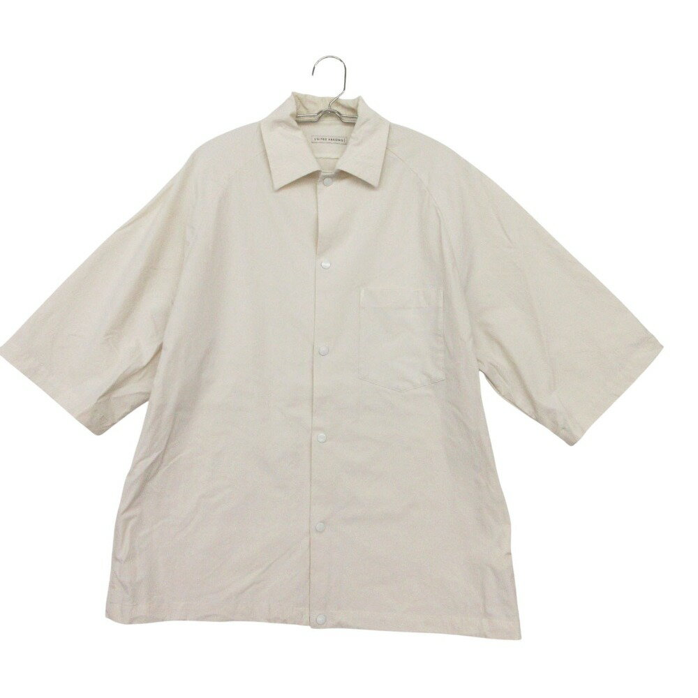 乐天商城 - UNITED ARROWS ユナイテッドアローズ 半袖シャツ ナイロン スナップボタン 裾ドローコード付き トップス オフホワイト S メンズ 【中古】