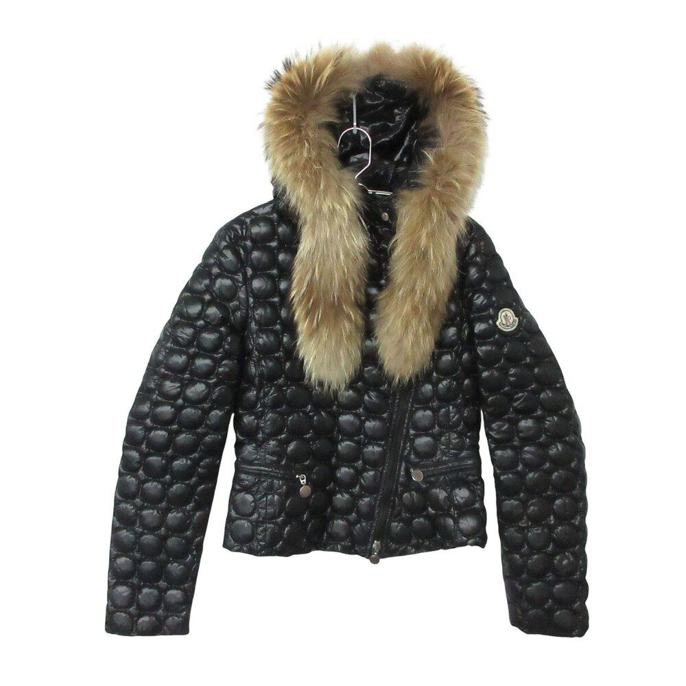 MONCLER モンクレール ダウンジャケット 45395 68950 SUCCESS キルティング デタッチャブルファー フーデッド ブルゾン アウター ブラック 00【XS】 レディース 【中古】の商品画像