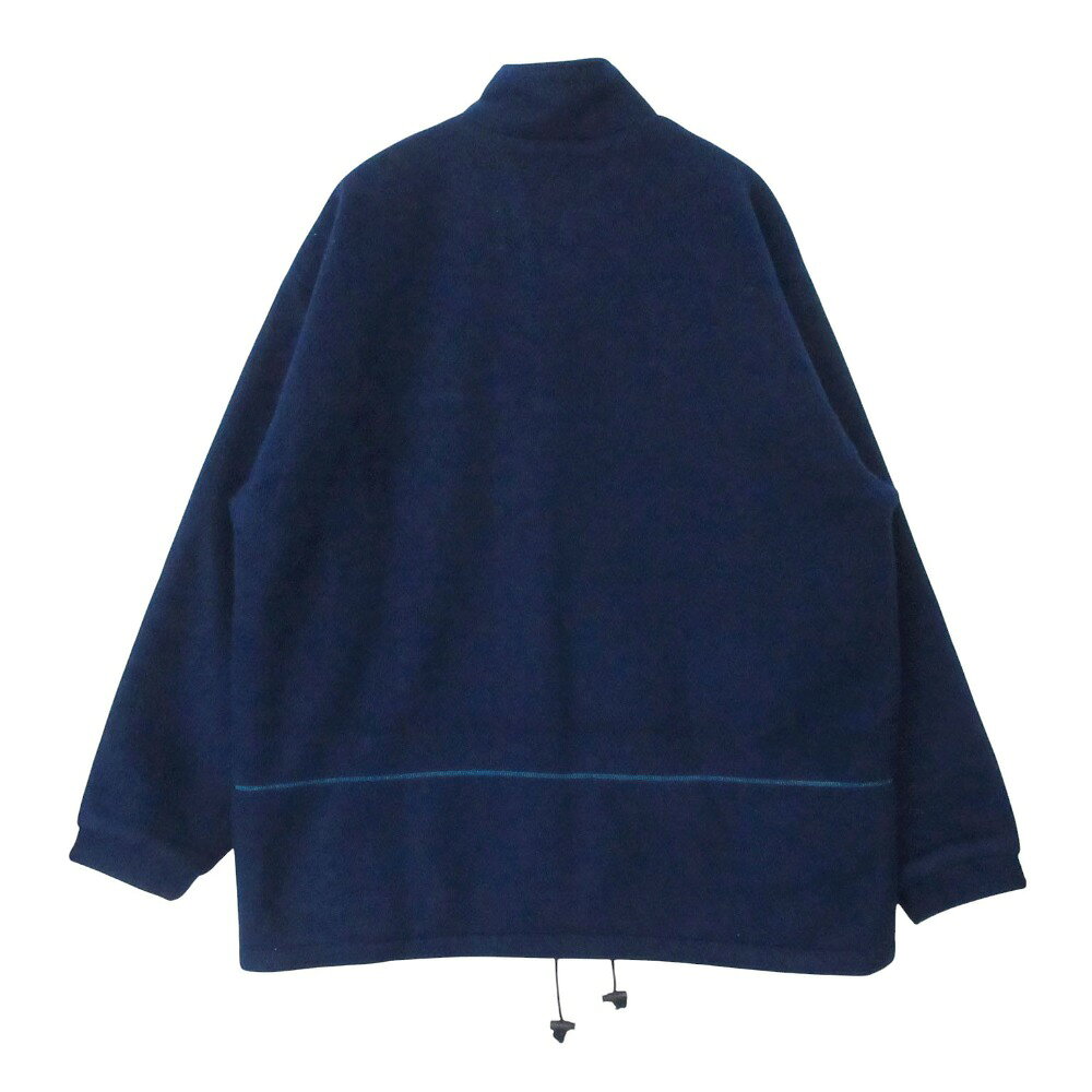 DESCENTE デサント ブルゾン フリース ジャケット ロゴ 刺繍 ハイネック アウター ネイビー XO【XL】 メンズ 【中古】