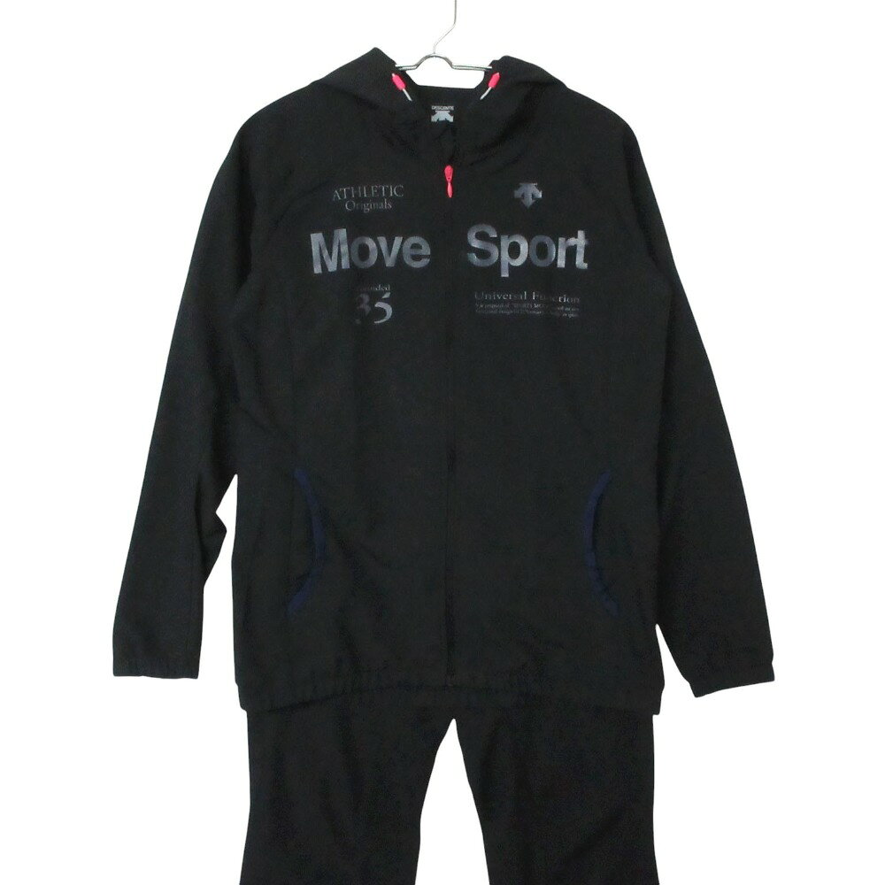 乐天商城 - DESCENTE デサント セットアップ フーデッド ジャケット パンツ トラックスーツ ロゴ プリント ブラック M レディース 【中古】