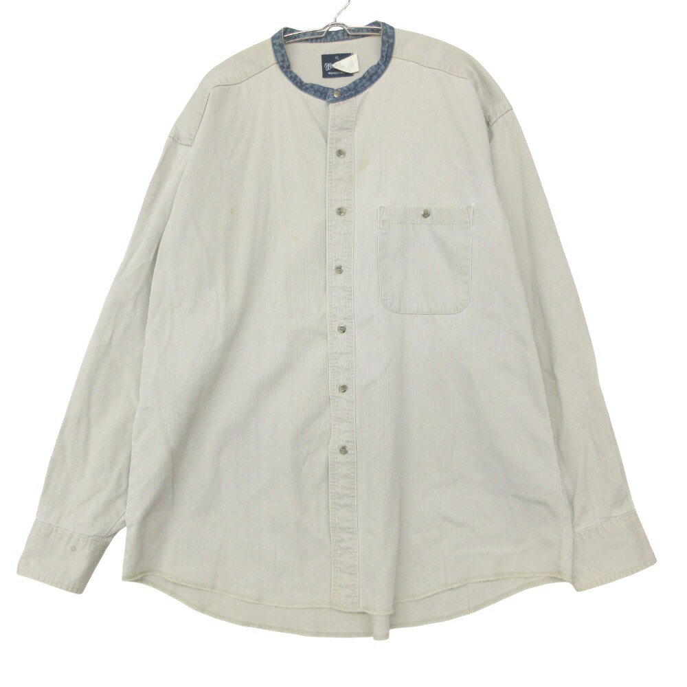 樂天商城 - Wrangler ラングラー ノーカラージャケット 8ボタン ウエスタンシャツ カットソー アウター ベージュ XL メンズ 【中古】