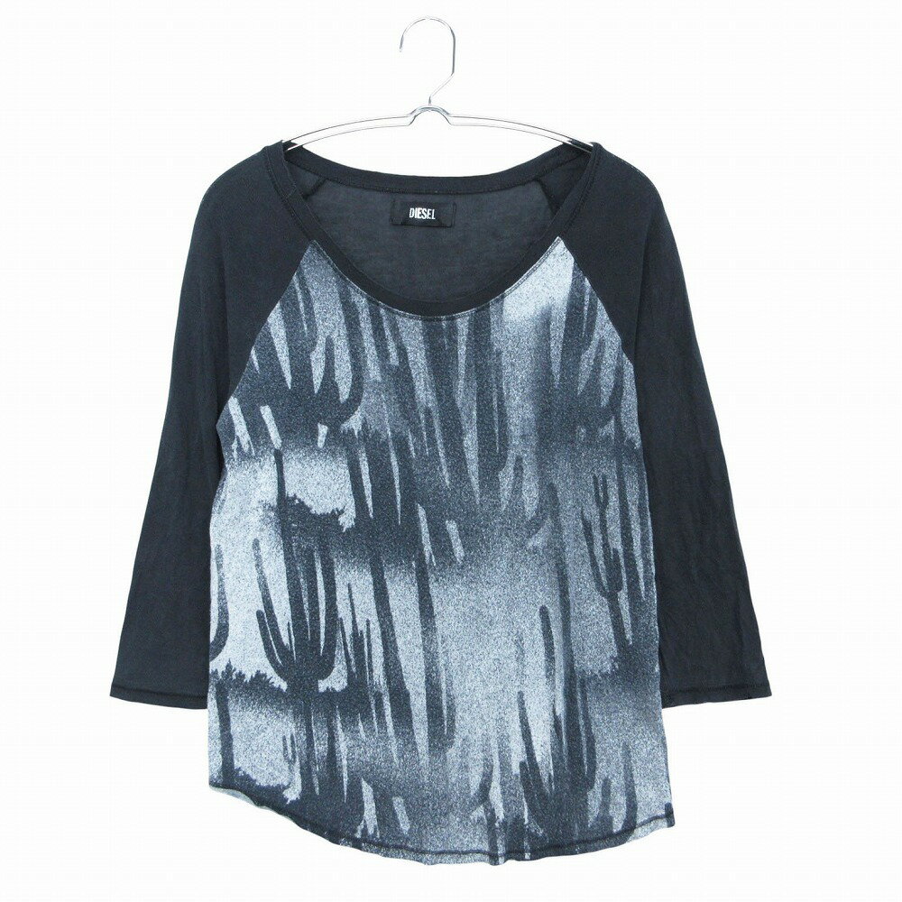 Rakuten - DIESEL ディーゼル カットソー ラグラン Tシャツ 7分袖 クルーネック グラフィック プリント グレー S レディース 【中古】