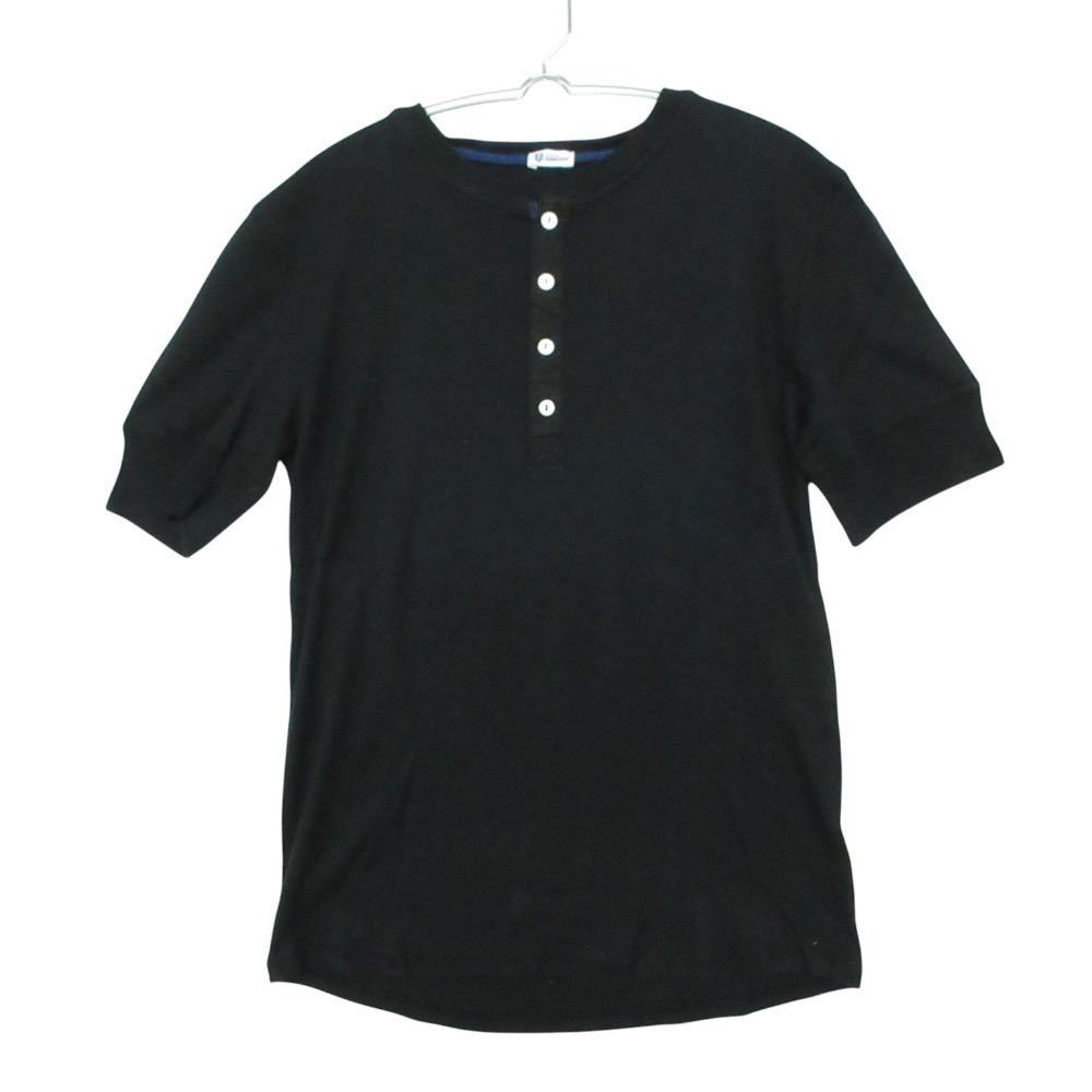 Rakuten - schiesser シーサー 半袖Tシャツ カットソー ヘンリーネック ボタン付き FK-1 ブラック EU/D 5【M】 メンズ 【中古】