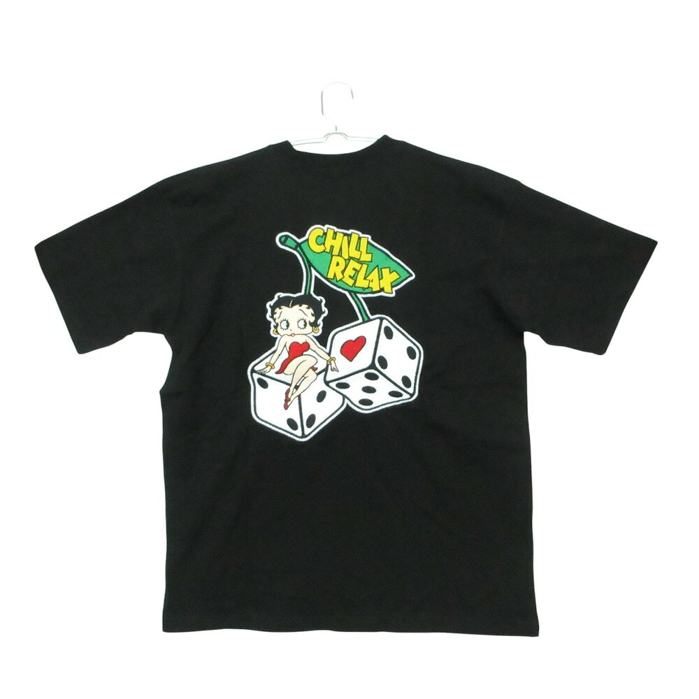Rakuten - Chillax チラックス 半袖Tシャツ グラフィックTシャツ ベティ 刺繍 ロゴ クールネック ストレート裾 FK-1 ブラック M【M】 メンズ 【中古】