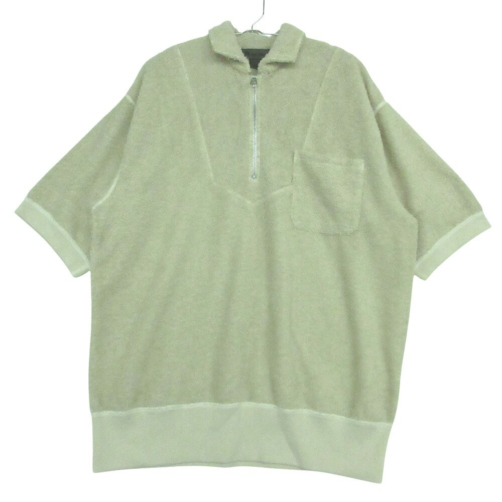 Rakuten - 新品同様 26SS Nigel Cabourn ナイジェルケーボン ポロシャツ ZIP UP SHIRT PILE ジップアップ シャツ パイル 半袖 プルオーバー 80520021041 アイボリー 52【XL】 メンズ