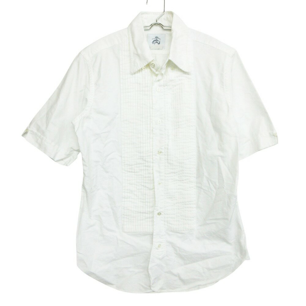 Rakuten - BLACK FLEECE ブラックフリースブルックスブラザーズ 半袖シャツ ボタンダウン プリーツ ドレスシャツ トップス ホワイト BB0【S】 メンズ 【中古】