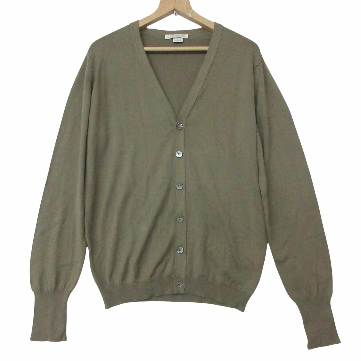 Rakuten - JOHN SMEDLEY ジョンスメドレー カーディガン コットン Vネック 長袖 無地 カットソー トップス ブラウン系 S メンズ 【中古】