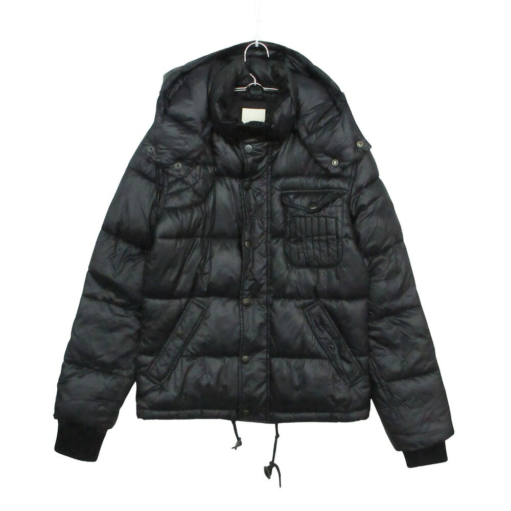 Rakuten - DIESEL ディーゼル ミリタリージャケット ナイロン ブルゾン 中綿 フーデット アウター ブラック S メンズ 【中古】