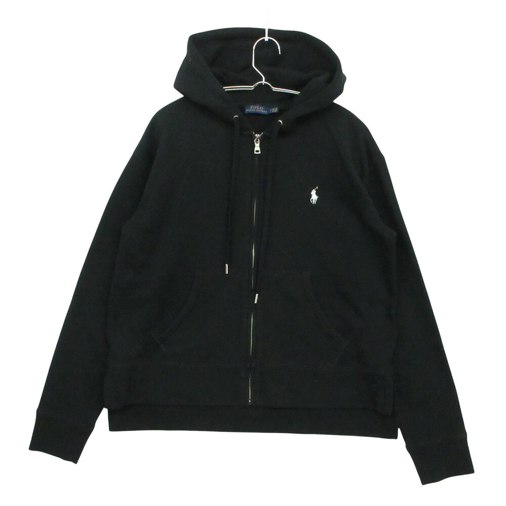 Rakuten - 美品 POLO RALPH LAUREN ポロ・ラルフローレン パーカー 裏起毛 ジップアップ ワンポイント ロゴ ポニー刺繍 ブラック S レディース 【中古】