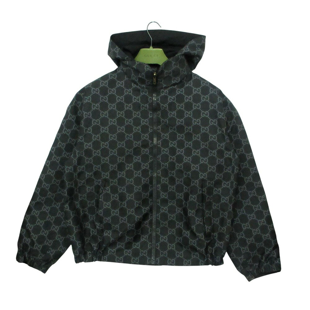 乐天商城 - 24ss GUCCI グッチ GG リップストップ ナイロンジャケット リバーシブル ブルゾン インターロッキングG レザーパッチ 770276 Z8BPL ブラック 50 メンズ 【中古】