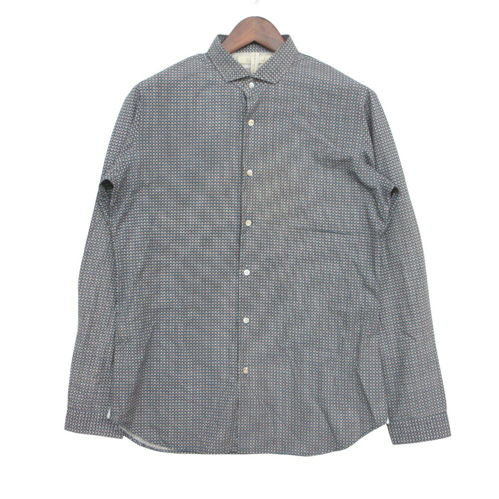 Rakuten - DNL 長袖シャツ 総柄 ホリゾンタルカラー ドレスシャツ トップス ブルー 41/16【L】 メンズ 【中古】