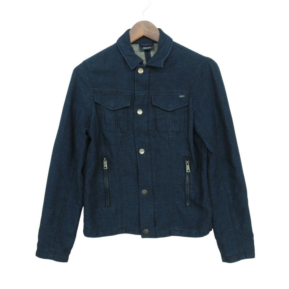 ARMANI JEANS アルマーニ ジーンズ ブルゾン スウェット デニムジャケット アウター 濃いインディゴ XS メンズ 【中古】