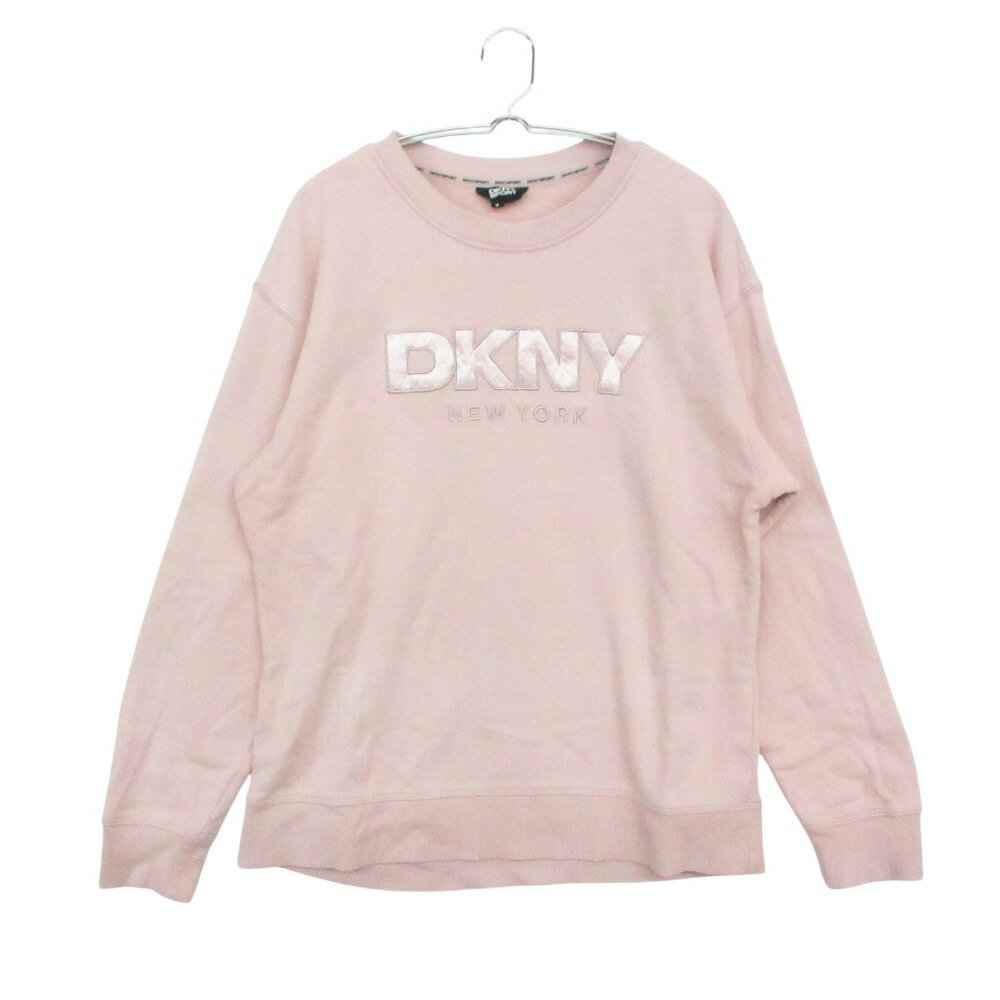 乐天商城 - DKNY DONNA KARAN NEW YORK ダナキャランニューヨーク スポーツ スウェット ロゴ刺繡 トレーナー プルオーバー トップス 長袖 ピンク M メンズ 【中古】