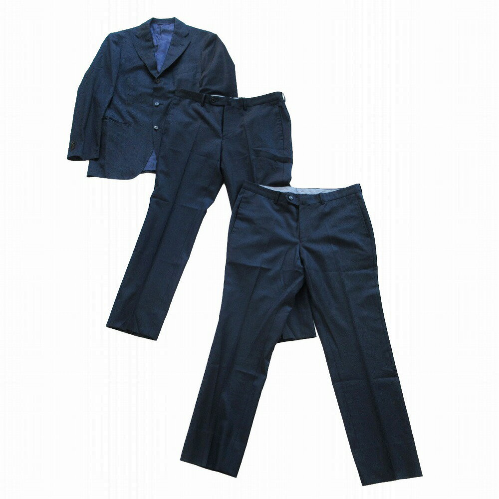 Trousers, Bottoms - BLU GRIGIO カノニコ生地 スーツ セットアップ super 110's パンツ2本 3B 本切羽 ネイビー 48【M】 メンズ 【中古】