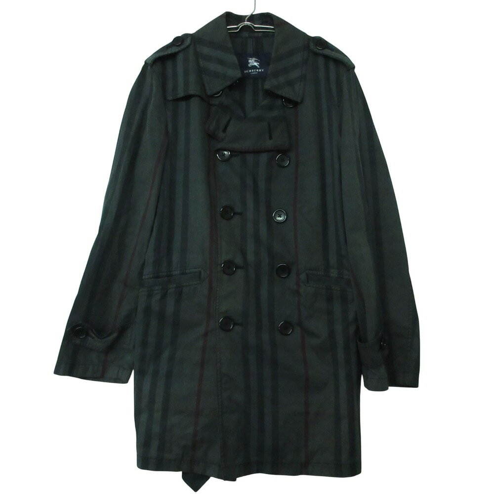 Rakuten - BURBERRY バーバリー トレンチコート ジャケット 製品染め ノバチェック柄 アウター グレー系 42 メンズ 【中古】