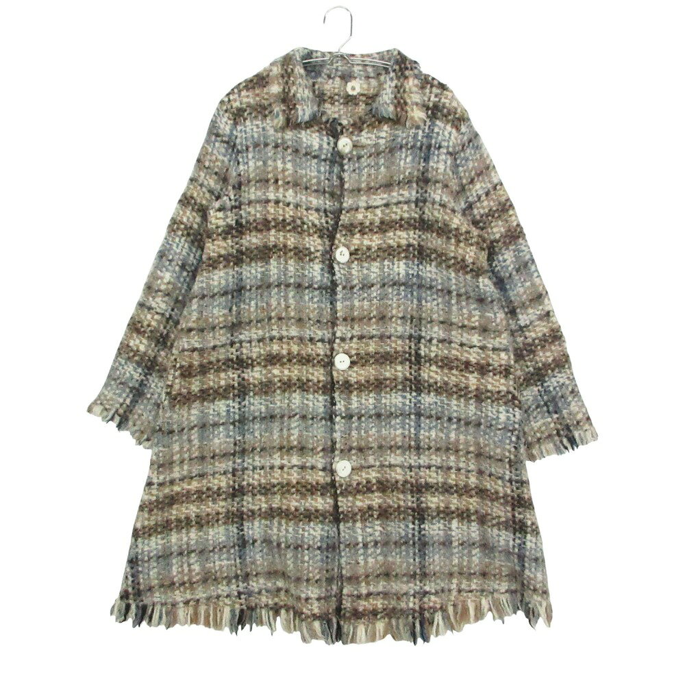 美品 45rpm 45アールピーエム ステンカラーコート ブランケット藍ツイード ジャケット ウール アルパカ 8122011 アウター ベージュ 2 レディース 【中古】