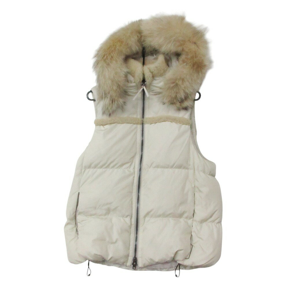 Rakuten - COACH コーチ ダウンベスト レザーヨーク コヨーテファー アウター ファー フード M【M】 レディース 【中古】