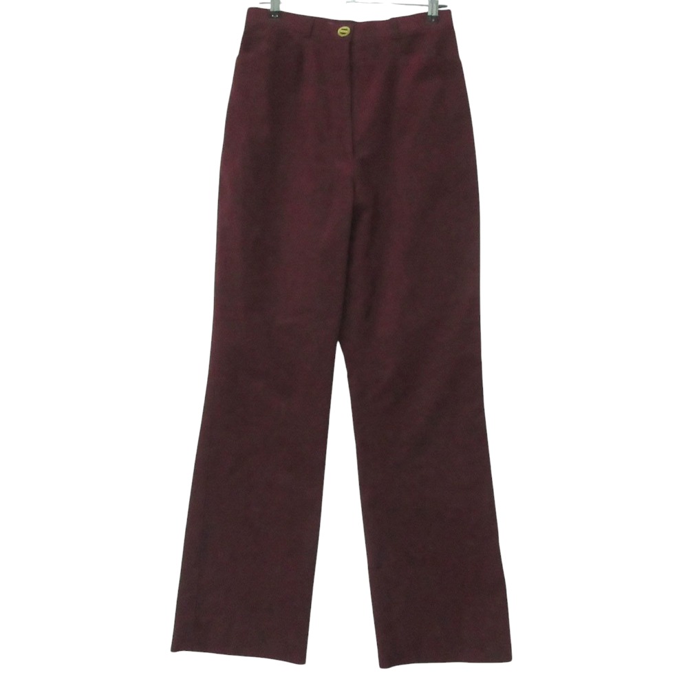 Rakuten - LEONARD レオナール パンツ フェイクレザー ストレート 無地 センタープレス ワインレッド 67-93【L】 レディース 【中古】