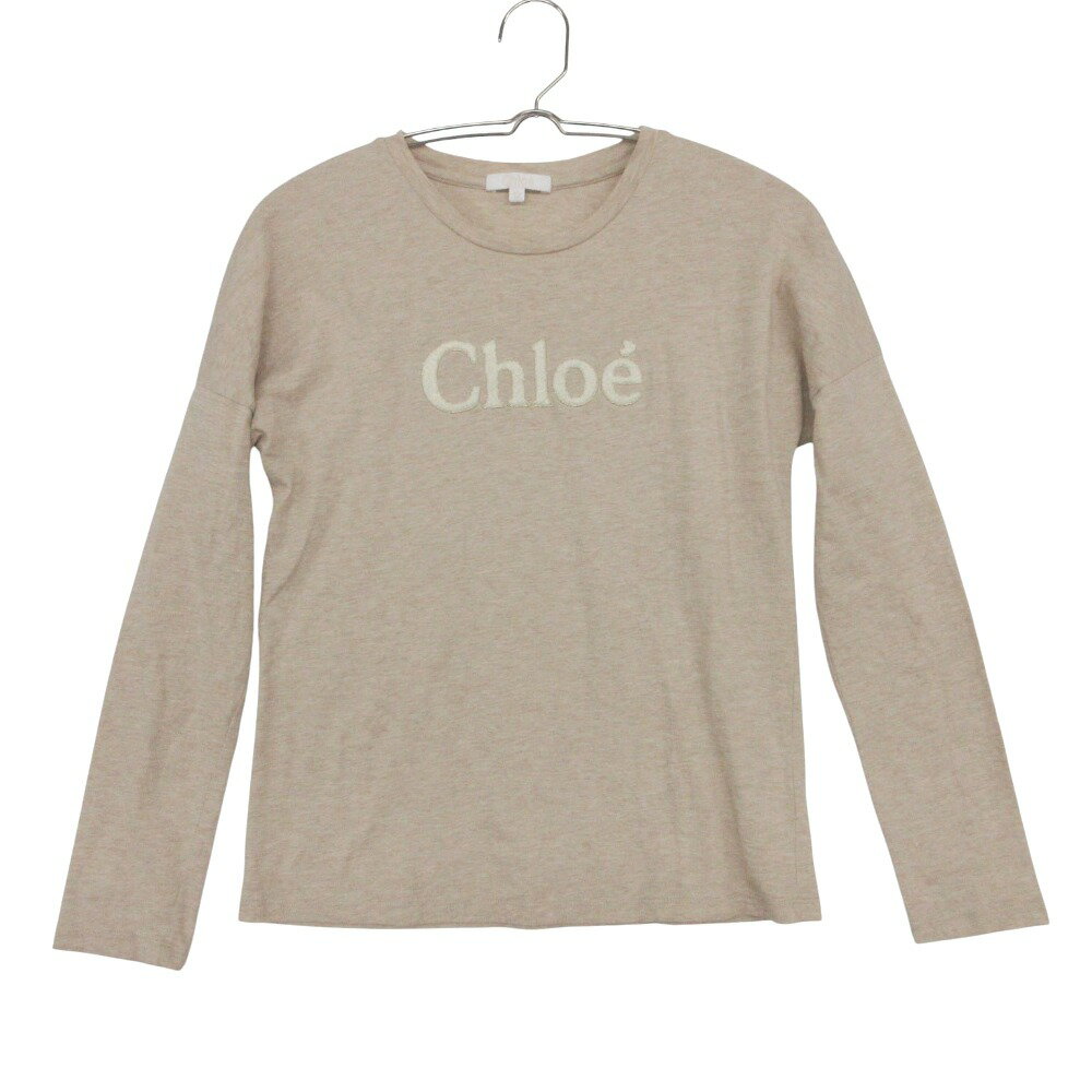 Rakuten - 美品 Chloe クロエ 長袖Tシャツ キッズ コットン トップス ロゴ ベージュ 12 150cm 【中古】