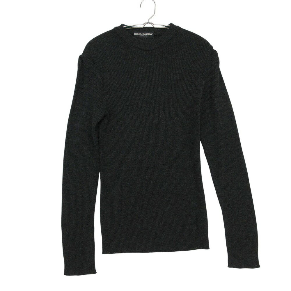 Rakuten - DOLCE&GABBANA ドルチェアンドガッバーナ ショルダースリット リブ ニット セーター 長袖 トップス ウール グレー 48【XL】 レディース 【中古】