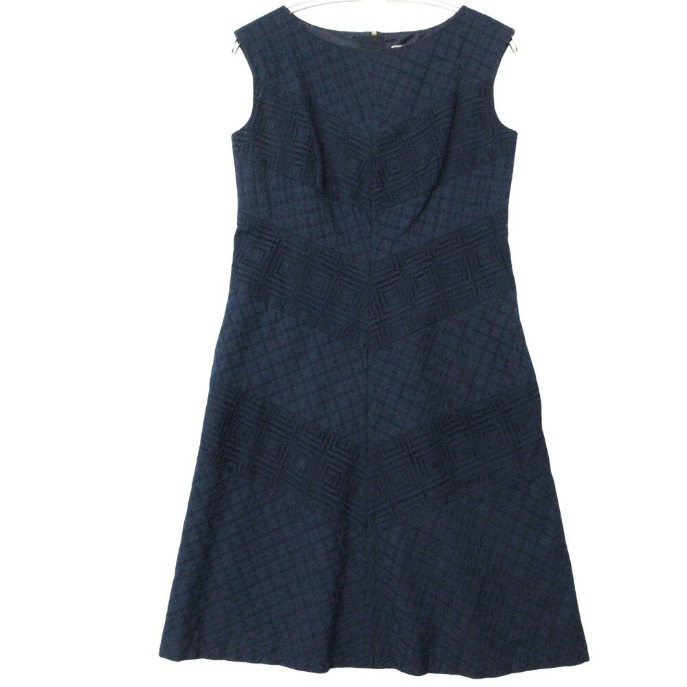 Rakuten - TOCCA トッカ ワンピース ノースリーブ バックファスナー 総レース パネル切替 幾何学模様 ネイビー XS【XS】 レディース 【中古】