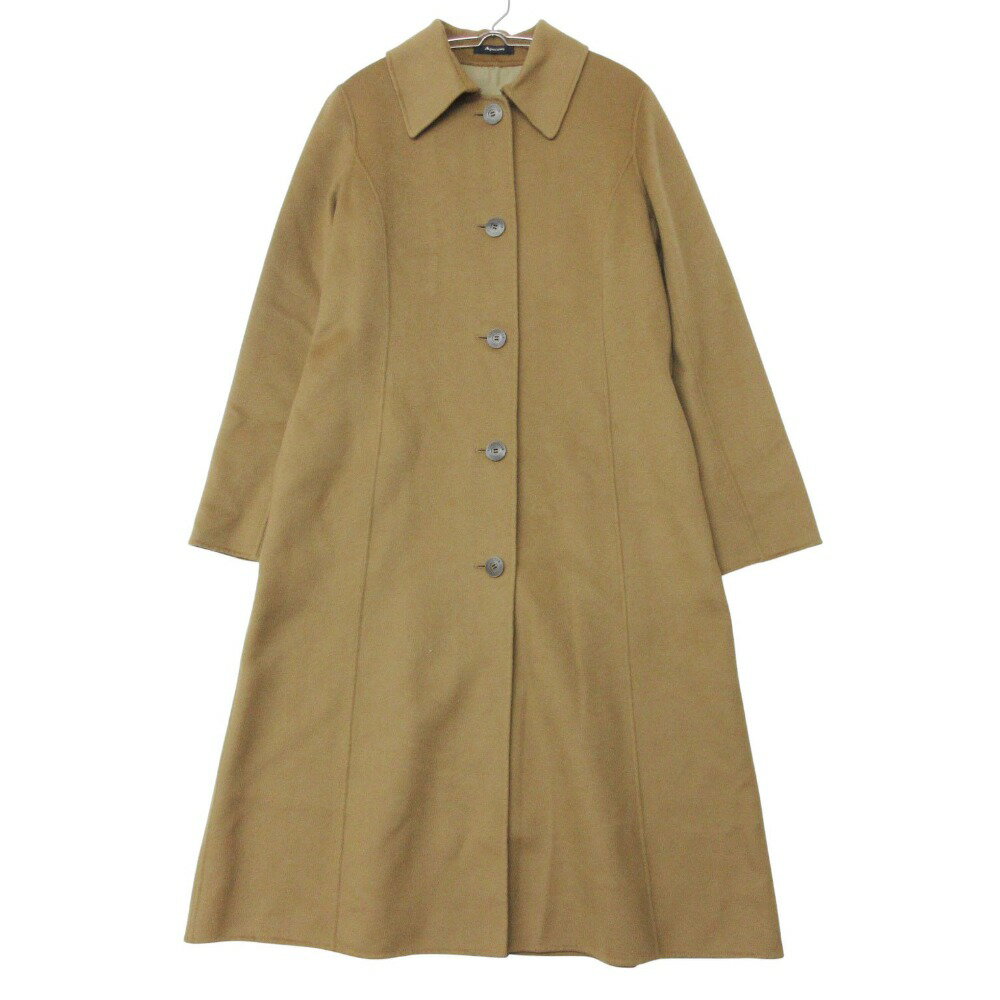 乐天商城 - Aquascutum アクアスキュータム コート アウター ロング カシミヤ混 ステンカラー ブラウン 11【L】 レディース 【中古】