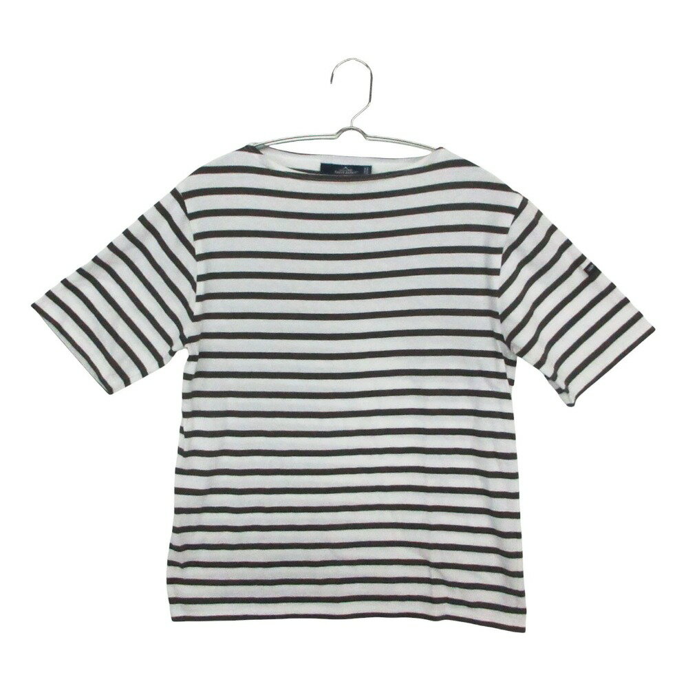 Rakuten - SAINT JAMES セントジェームス 半袖Tシャツ ボーダー柄 ボートネック ピリアック ホワイト×ブラウン 1【S】 レディース 【中古】