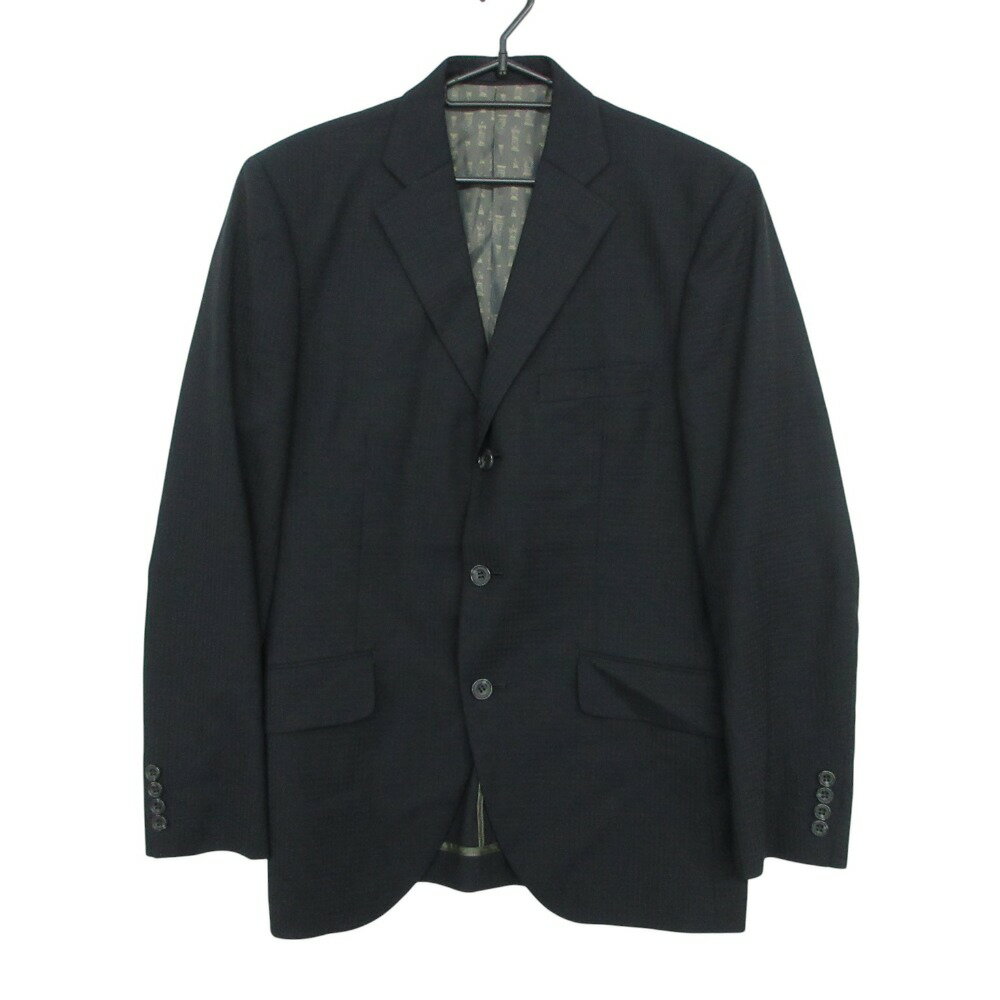 Rakuten - 美品 ZIGNONE ジニョーネ テーラードジャケット チェック柄 チェス柄裏地 3B ブラック メンズ 【中古】