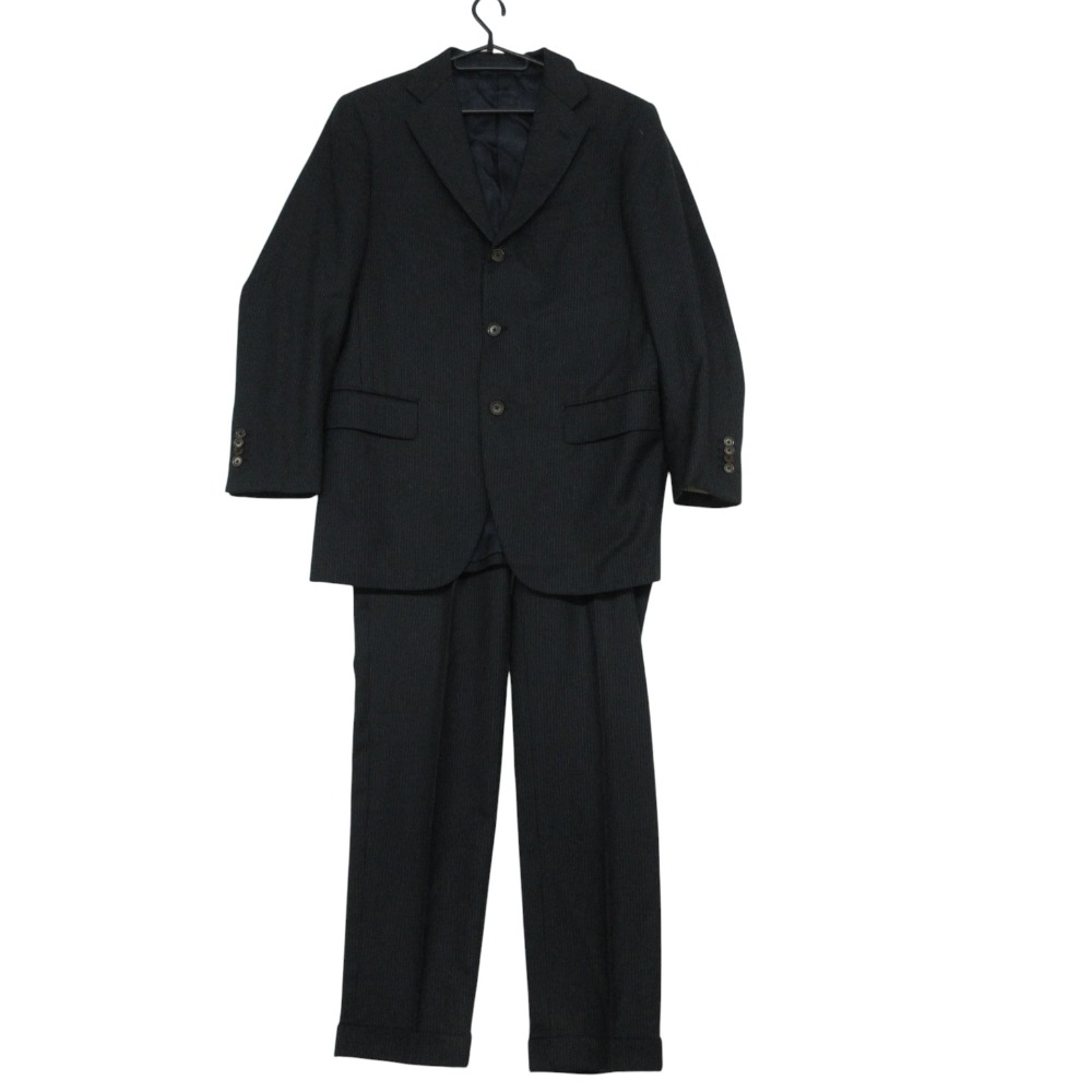 乐天商城 - BEAMS F ビームスエフ スーツ セットアップ ストライプ柄 3B 1タックパンツ ブラック メンズ 【中古】